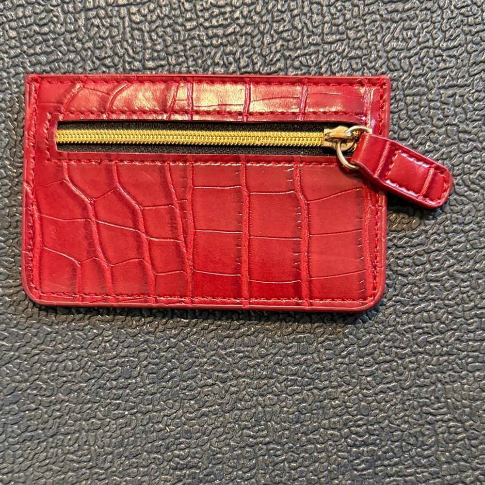 B-Low the Belt Red Croc-Embossed Card Holder
